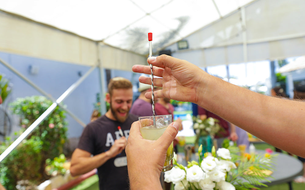 Participants mixing their own cocktails at a NIJ & BIJ workshop